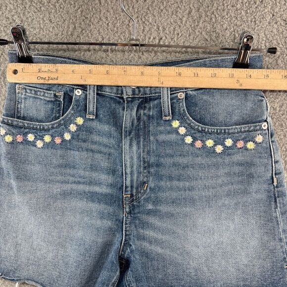 Madewell Perfect Vintage Jean Shorts Embroidered Daisy Size 27 Boho Chic 70s - Picture 6 of 16